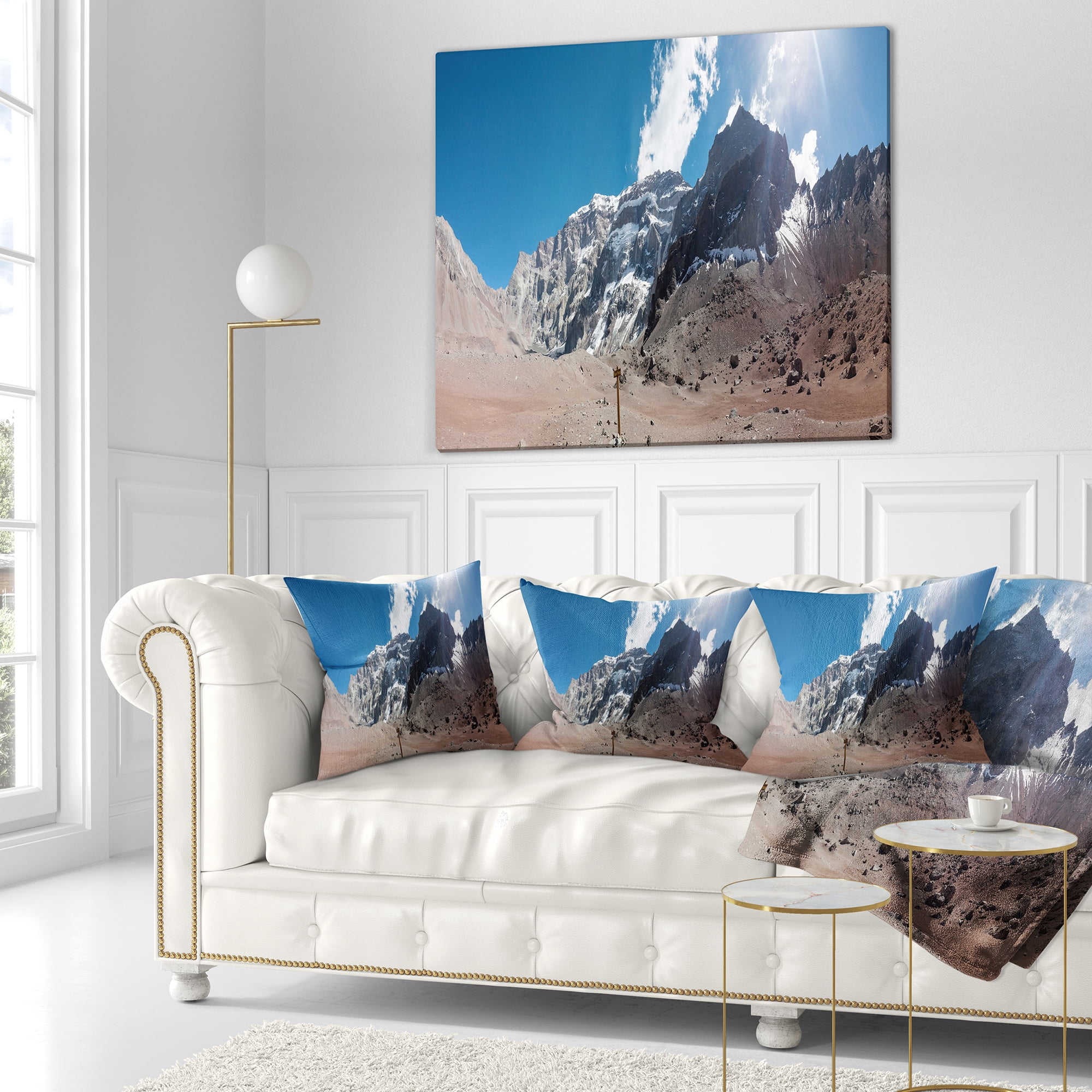 Designart Trekking to Plaza Francia Panorama - Landscape Printed Throw Pillow - 16x16