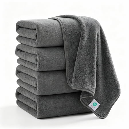 OS OMYSTYLE 4 Pack Bath Towel Sets - 500 GSM Ultra Soft Bath Sheet Towels - Quick Dry Microfiber Bath Towels for Bathroom - Spa & Gym - Soft & Highly Absorbent - Dark Grey