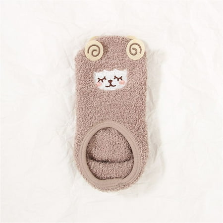 

Winter Indoor Cartoon Coral Fleece House Cute Floor Shoes Socks Women Boat Socks Plush Slippers 6