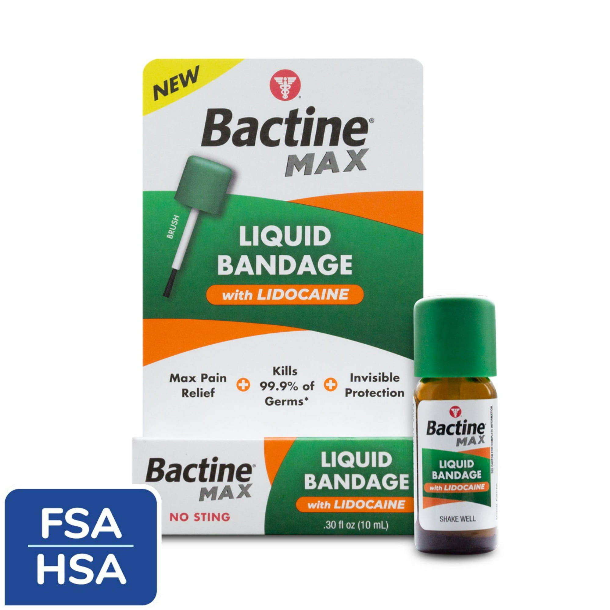 Bactine Max Liquid Bandage with Lidocaine Wound Cleaning Liquid Bandage Covers & Protects, .30 oz
