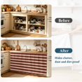 thumbnail image 3 of Oatmeal Tan Striped Sink Skirt for Bathroom, Self-Adhesive Under Sink Curtain, Farmhouse Country Minimalist Stripes Hide Pipes & Storage Fabric Cabinet Skirt Cover for Kitchen Laundry 32"x55", 3 of 8