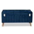 thumbnail image 5 of Baxton Studio Hanley Modern and Contemporary Navy Blue Velvet Fabric Upholstered and Walnut Brown Finished Wood Storage, 5 of 5