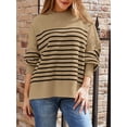 thumbnail image 4 of Women's Crewneck Batwing Long Sleeve Sweaters 2023 Fall Oversized Ribbed Knit Side Slit Pullover Tops, 4 of 12