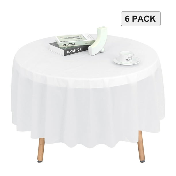 LUSHVIDA 6 Pack Disposable Plastic Table Cloth Round Decorative Table ...