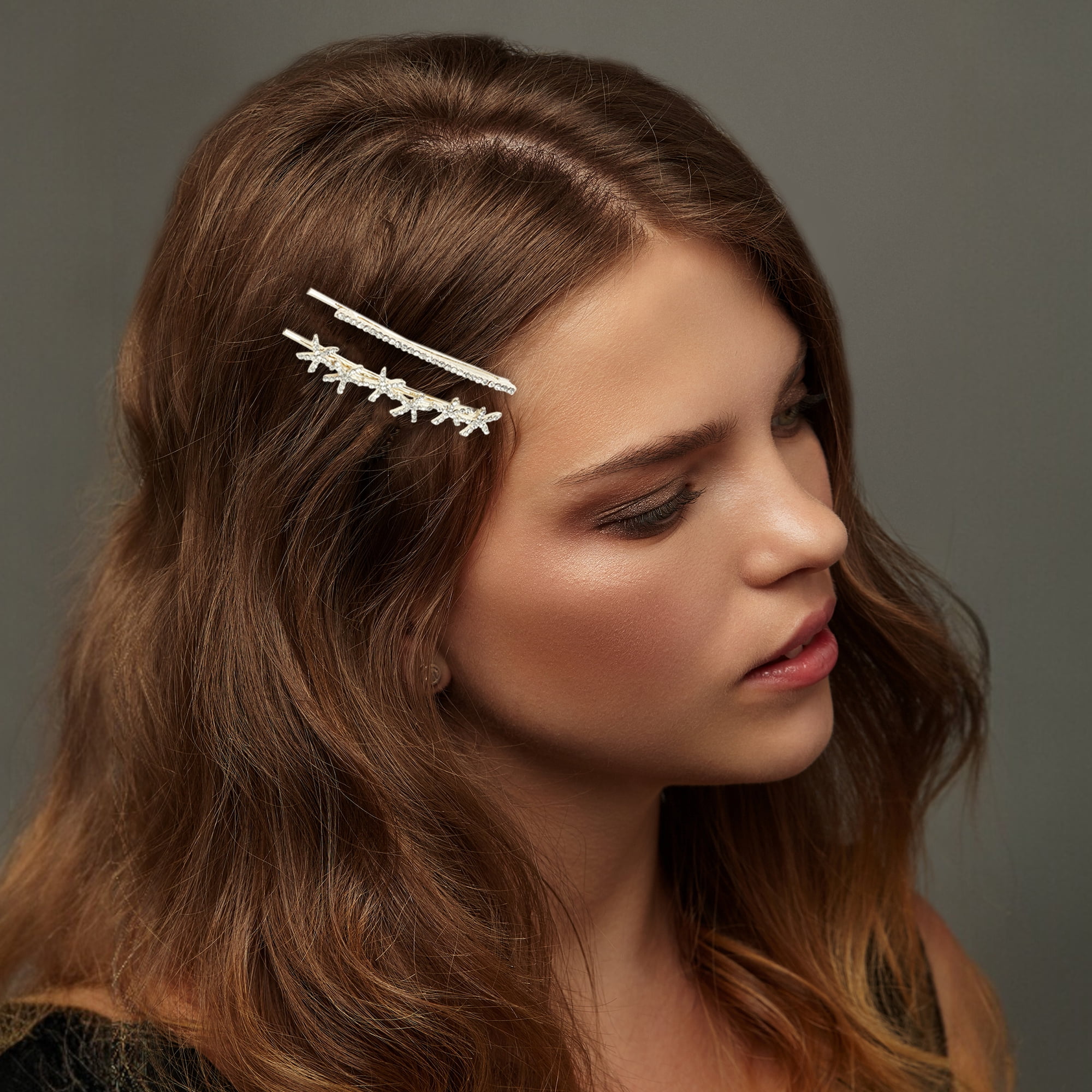 Unique Bargains Star Bobby Pin Set 1 Pair Hair Accessories Silver Tone
