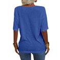 thumbnail image 5 of Women's Short Sleeve T-shirt Women'S 3/4 Sleeve Shirts V Neck Loose Fitting Tops Casual Solid Color Tshirts Trendy Basic Tunic Summer Ladies Tops,Blue Women's Short sleeve T-shirt XL, 5 of 7