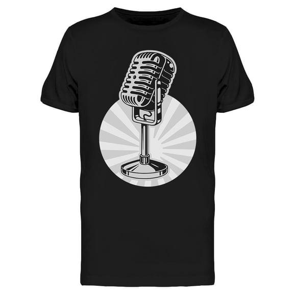 Monochrome Retro Microphone T-Shirt Men -Image by Shutterstock, Male Small