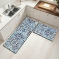 thumbnail image 4 of MeyJey Boho Kitchen Rug Set of 2, Non-Slip Anti-Fatigue Waterproof Cushioned Mat for Kitchen, Dining & Laundry Room, 18"x30"+18"x48" Navy/Brown, 4 of 12