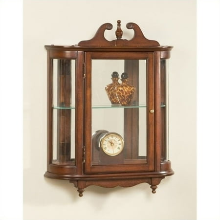 Cherry Carved Curio Cabinet - Butler Specialty Wall Curio in Plantation Cherry Finish