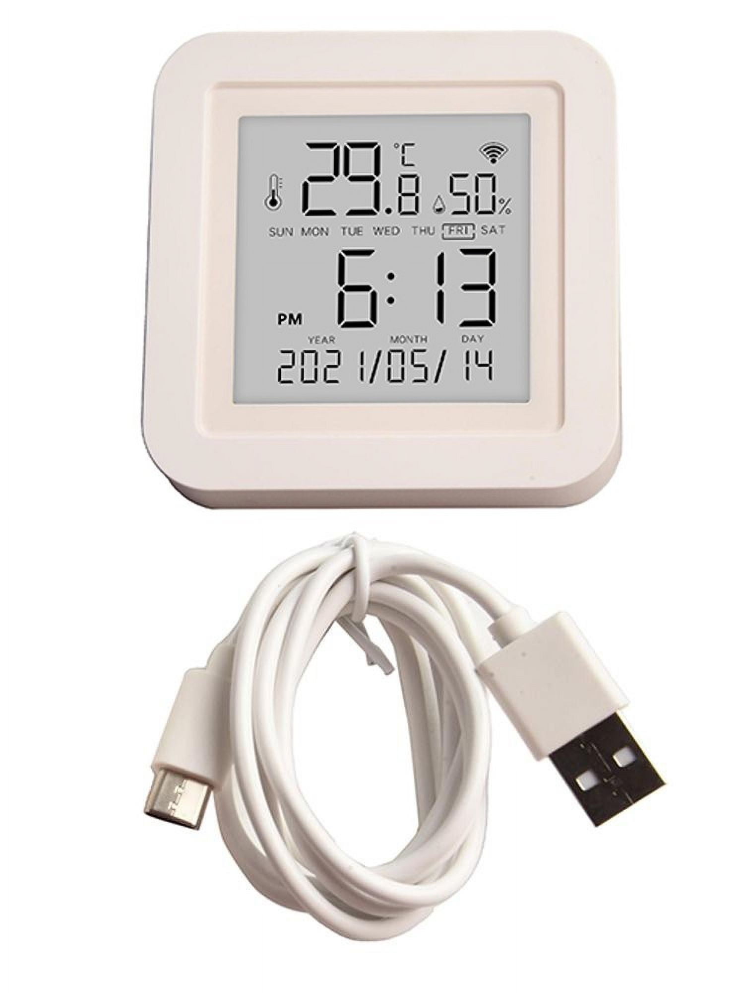 For Tuya Smart WiFi Thermometer Hygrometer Indoor Room Digital TemperatureSensor APP Remote Alarm Work With Alexa- Google- Home