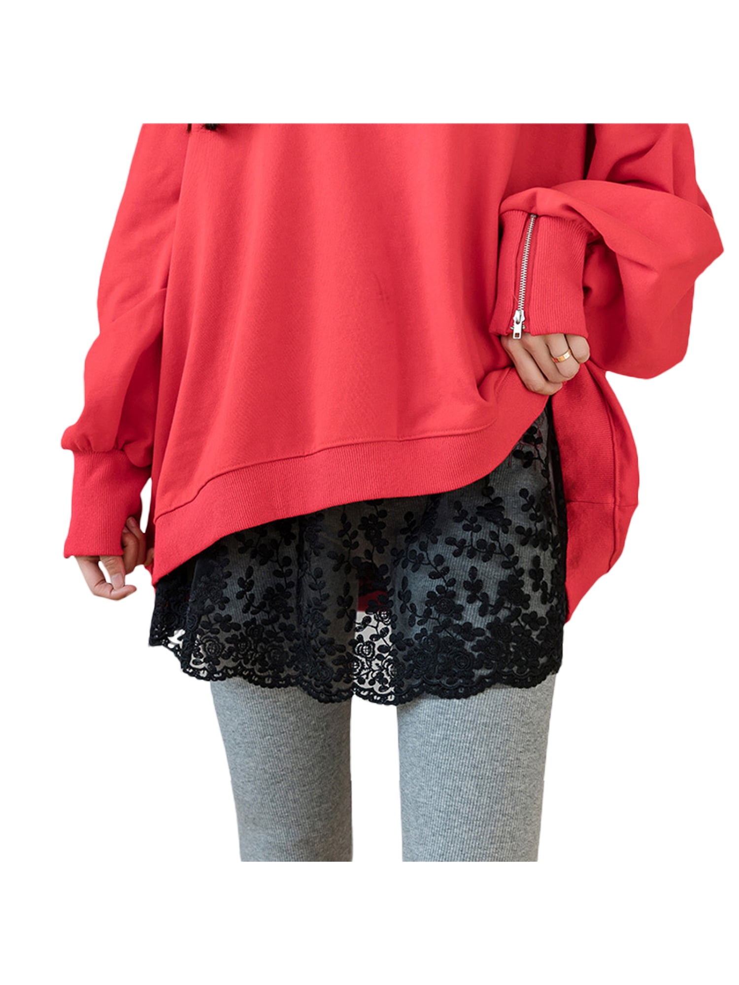 Womens Girl Adjustable Layering Fake Hem Top Lace Lower Sweep Skirt Elastic  Waist Half Length Splitting Skirt - Walmart.com