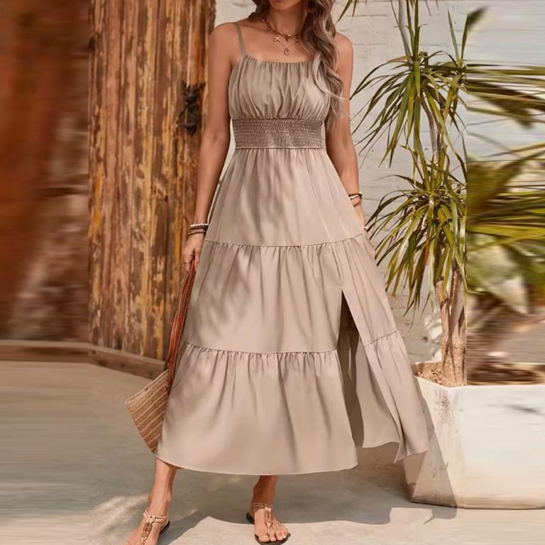 maxi colorblock dress Pink Color Block Tiered Maxi Dress M