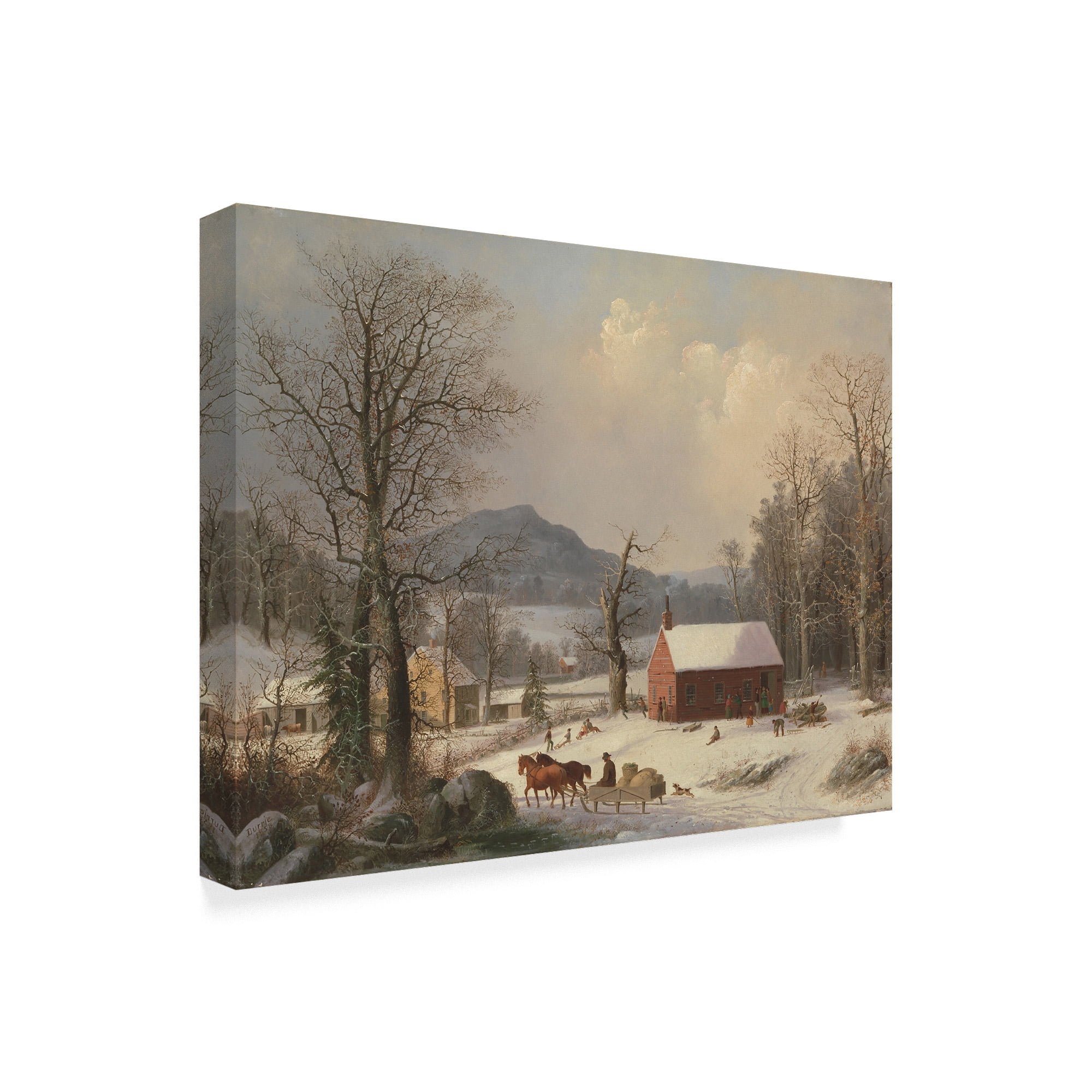 Trademark Fine Art 'Red School House Country Scene , 1858' Canvas Art by George Henry Durrie