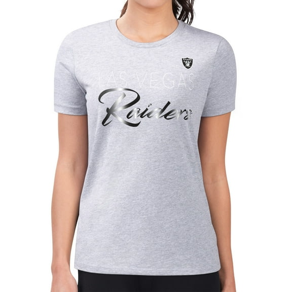 Women's G-III 4Her by Carl Banks  Gray Las Vegas Raiders Super-Slim Fit Lightweight Shadow Logo T-Shirt