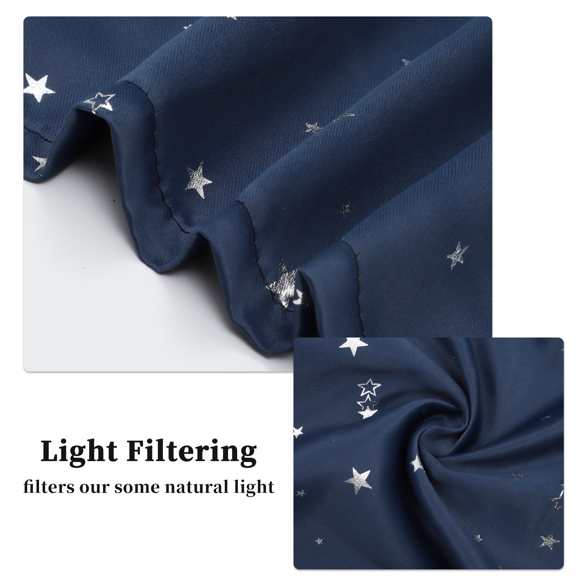 Unique Bargains 2pcs Blackout Short Window Curtains Navy Blue 23(in) WIDE