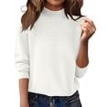 thumbnail image 2 of Sweaters for Women Knitted Crew Neck Long Sleeve Comfy Sweater Casual Trendy Dressy Wear Tops Outdoor Fall Pullover White XL, 2 of 6