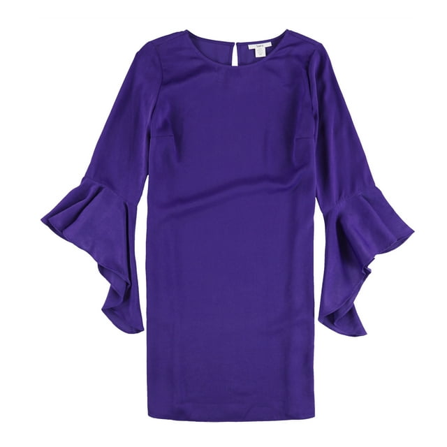 bar III Womens Ruffled Bell Shift Dress, Purple, Large
