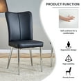 thumbnail image 4 of PU Leather Dining Chair Set of 2, Modern Office Chair with High Backrest and Sliver Metal Legs, Ergonomics Armless Office Chair for Dining Room, Restaurants, Offices, Black, 4 of 9