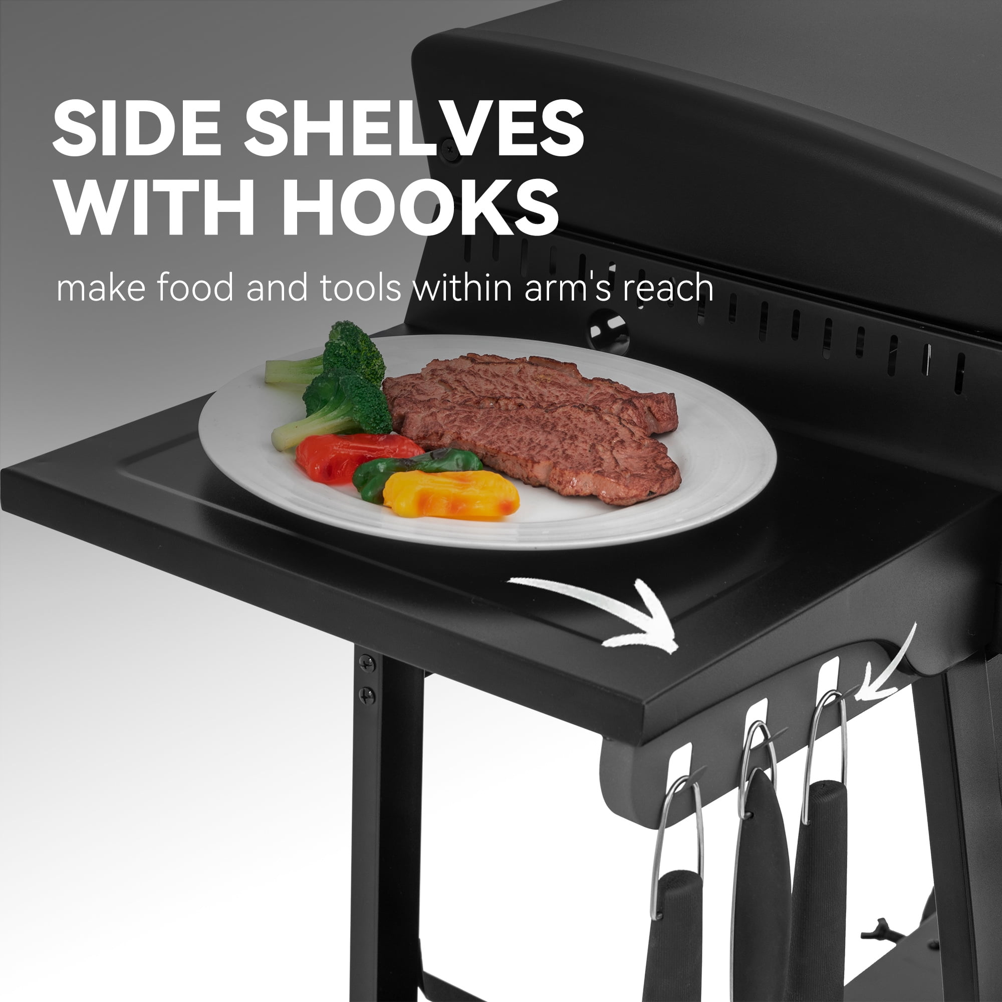 Royal Gourmet PD4001 30-Inch 4-Burner Gas Griddle with Hood, Tabletop Gas Griddle with Removable Standing Cart, Free-Standing Cart with Side Shelves and Hooks