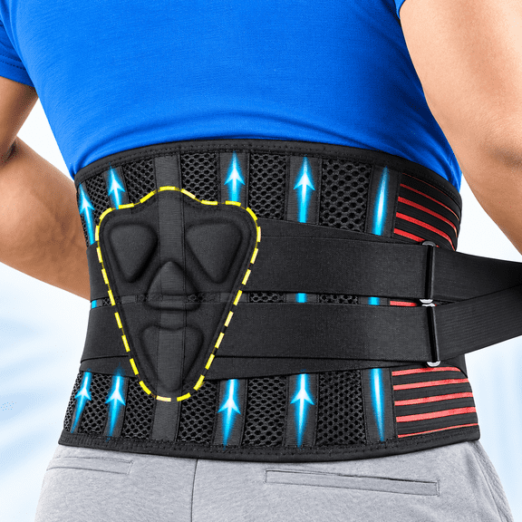 Back Brace for Lower Back Pain Relief, Lumbar Support Belt for Men & Women, Heavy Lifting Back Support with Removable Lumbar Pad, Breathable Adjustable Waist Brace, Black, XL