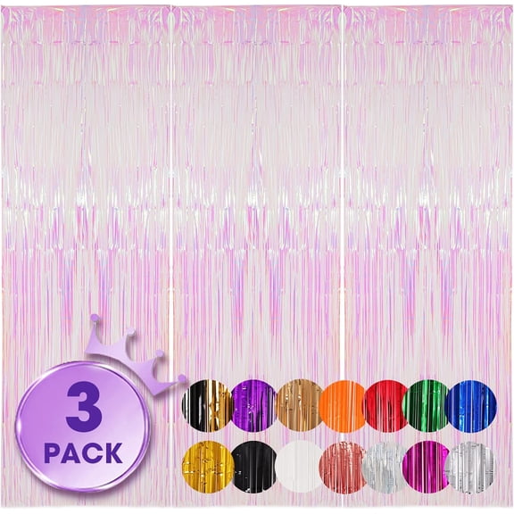 XIHAMA 3 Pack 3.3x8.2 Feet Gold Foil Fringe Backdrop Curtains, Tinsel Streamers Birthday Party Decorations, Fringe Backdrop for Graduation, Baby Shower, Gender Reveal, Disco Party