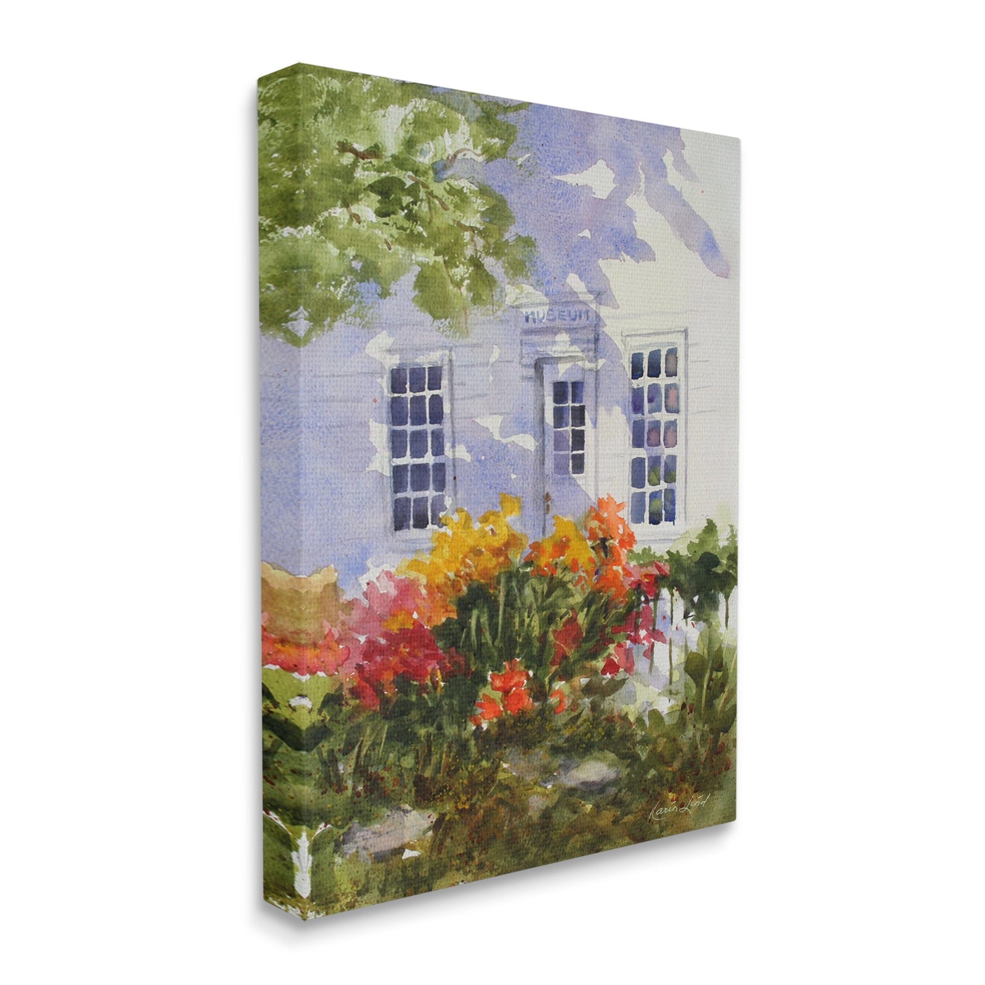 Stupell Industries Sunlit Museum Building Vivid Summer Garden Blooms Painting Gallery Wrapped Canvas Print Wall Art, Design by Karin Lind