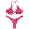 thumbnail image 5 of Women's Sexy Bikini Set Underwire Solid Color Two Piece Swimsuit Bow Tie Details for Beach Vacation Summer Pool Party,Hot Pink,L, 5 of 6