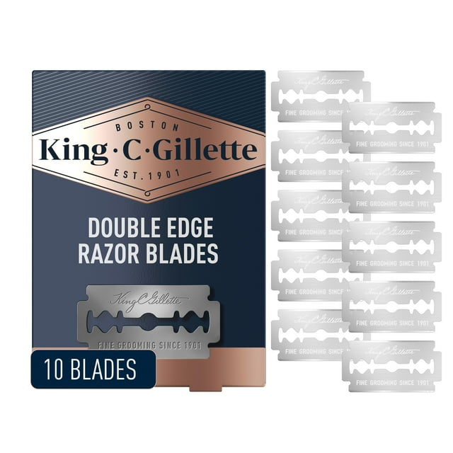 King C. Gillette Double-Edge Safety Razor Refill blades for better control, 10 count