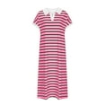 thumbnail image 4 of Odbmxy Tee Shirt Dresses for Women Short Sleeve Sundresses for Plus Size Women Casual Loose Striped Dresses,Pink XXL, 4 of 6