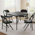thumbnail image 1 of Zzistar 33.6 Inch Folding Card Table, Portable Square Folding Table with PU Soft Cushion, Black Metal Foldable Table Suitable for Living Room（No Chair), 1 of 6