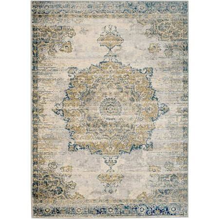 Cream Traditional Round Rug Madison Collection - 2x7 Traditional Cream/Multi-Colored Naudical Area Rug (Multiple Sizes) Soft Pile ()
