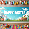 thumbnail image 5 of LUUFILx Easter Celebration Backdrop Colorful Eggs Rabbit Basket Flowers Spring Party Background Banner Outdoor Decorations Photography Props Happy Festive, 5 of 8