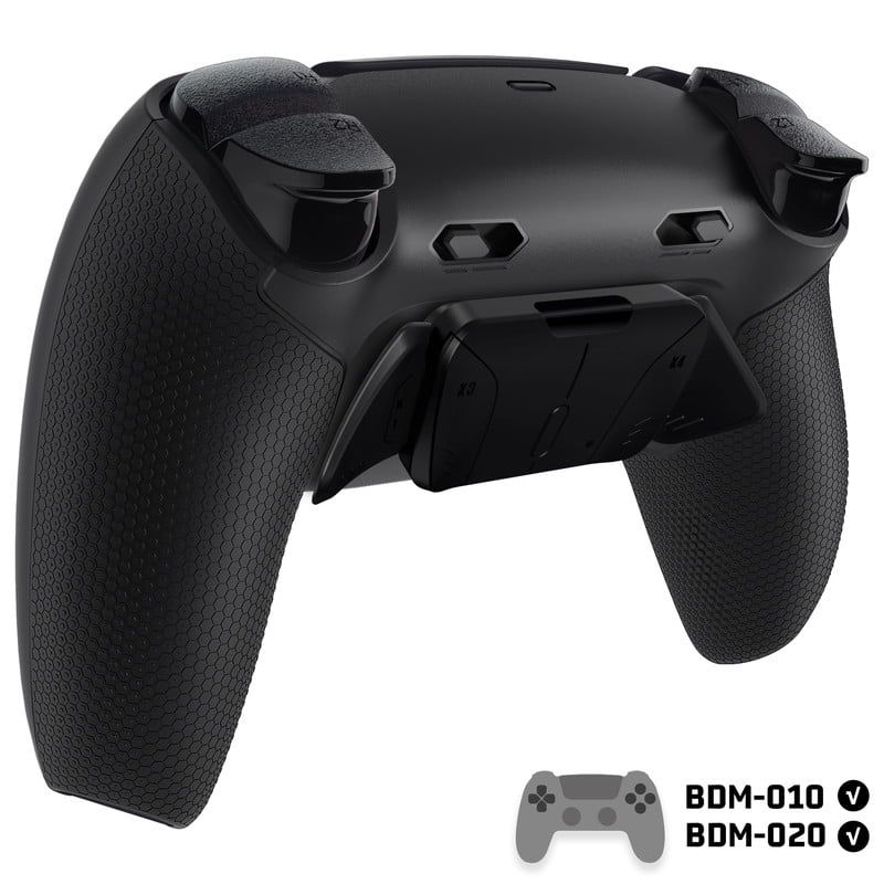 eXtremeRate RISE4 Plus MAX Back Paddles Kit with Clicky Trigger Stops & Rubberized Grip for PS5 Controller BDM-010 020, Remappable Back Buttons Kit for PS5 Controller - Black - NO Controller