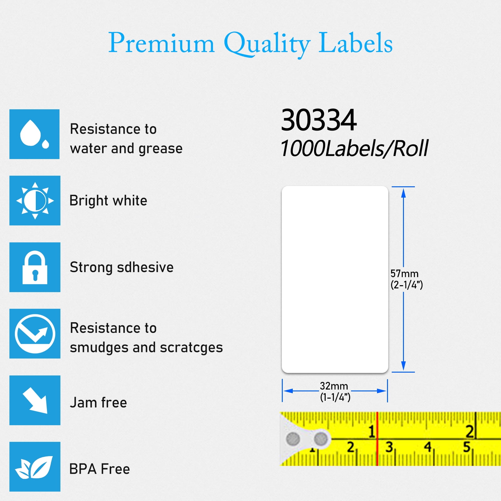 GREENCYCLE 8 Roll (1000 Labels/Roll) Compatible for Dymo 30334 2-1/4" x 1-1/4" White Address Label
