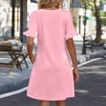thumbnail image 5 of Delconic Women’s Short Sleeve V Neck Ruffle Hem Casual Loose Fit Dress with Pockets for Daily Wear and Leisure Activities Pink L, 5 of 5