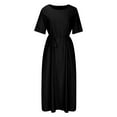 thumbnail image 4 of Zorckvet Womens Dressy Dresses with Pockets Long Fashion Short Sleeve Loose Dress for Ladies Round Neck, 4 of 6