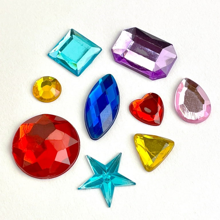 Hello Hobby Flat Back Rhinestones, Loose Gemstones - Assorted Shapes and Colors - 0.7 oz