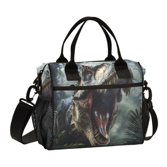 ALAZA Dinosaur in Forest Insulated Lunch Bag Reusable Tote Box Adjustable Shoulder Strap for Work Picnic