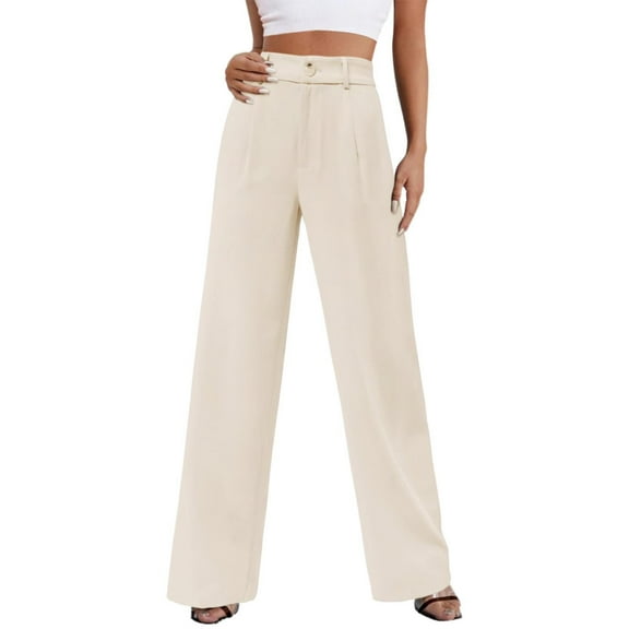 Baqcunre Womens Shorts Womens Wide Leg Business Pants High Waisted Capris Straight Long Work Trousers With Pockets Cargo Pants Women Women'S Pants Beige L