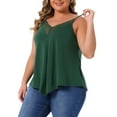 thumbnail image 4 of Plus Size Cami Tank for Women V-Neck Lace Front Camisole Spaghetti Strap Sleeveless Top 2X Green, 4 of 6