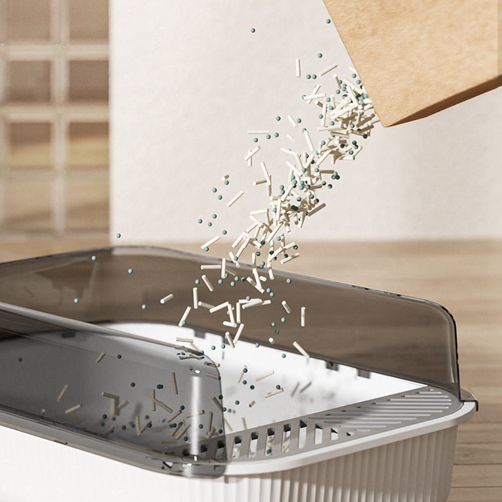 Semi-Enclosed Large Litter Box for Cats,Top Entry,High Sided, Non-Sticky,Anti-Urine Leakage,Easy to Clean Essential for Pet Home