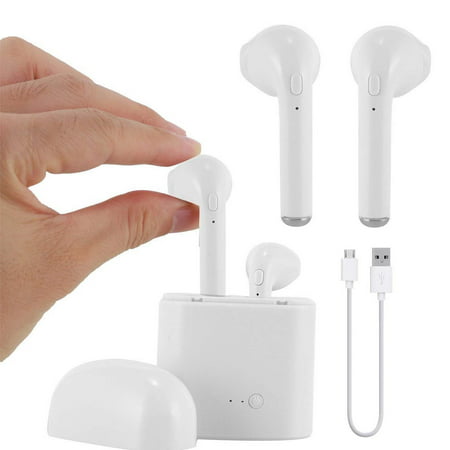 Twins Wireless & Cordless Stereo Bluetooth Mini Headphones / Earbuds / Earpods with Charging Case for iOS &