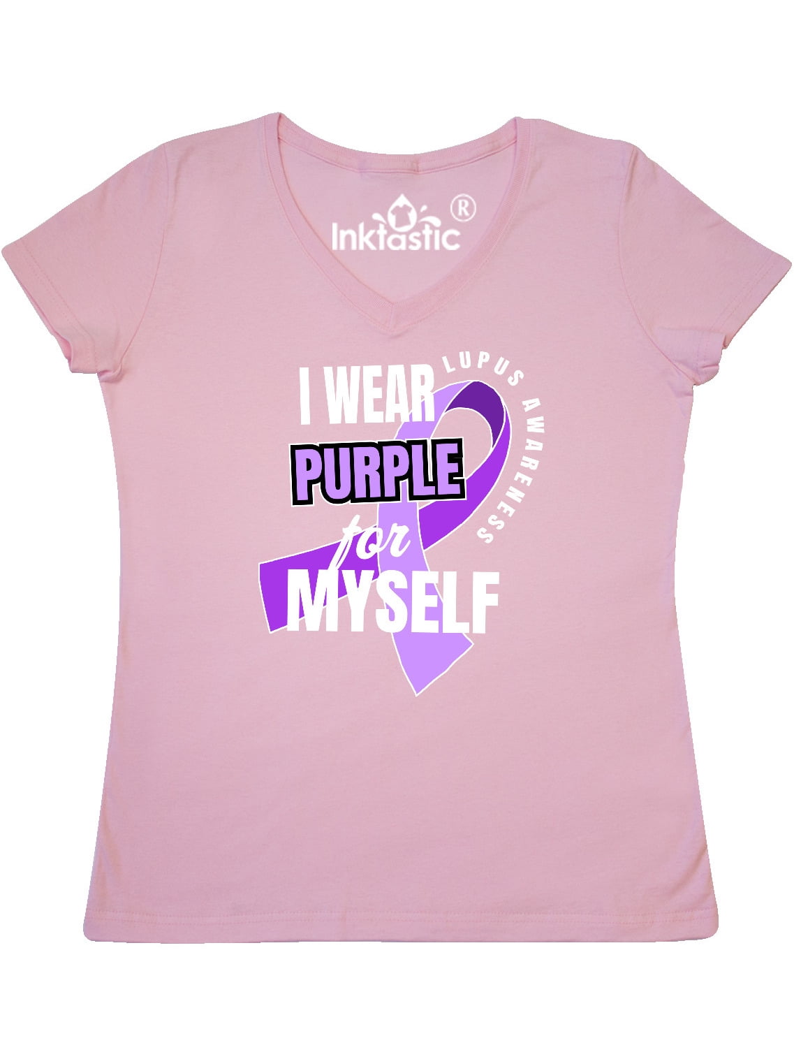 INKtastic I Wear Purple For Myself Lupus Awareness Women s V Neck T