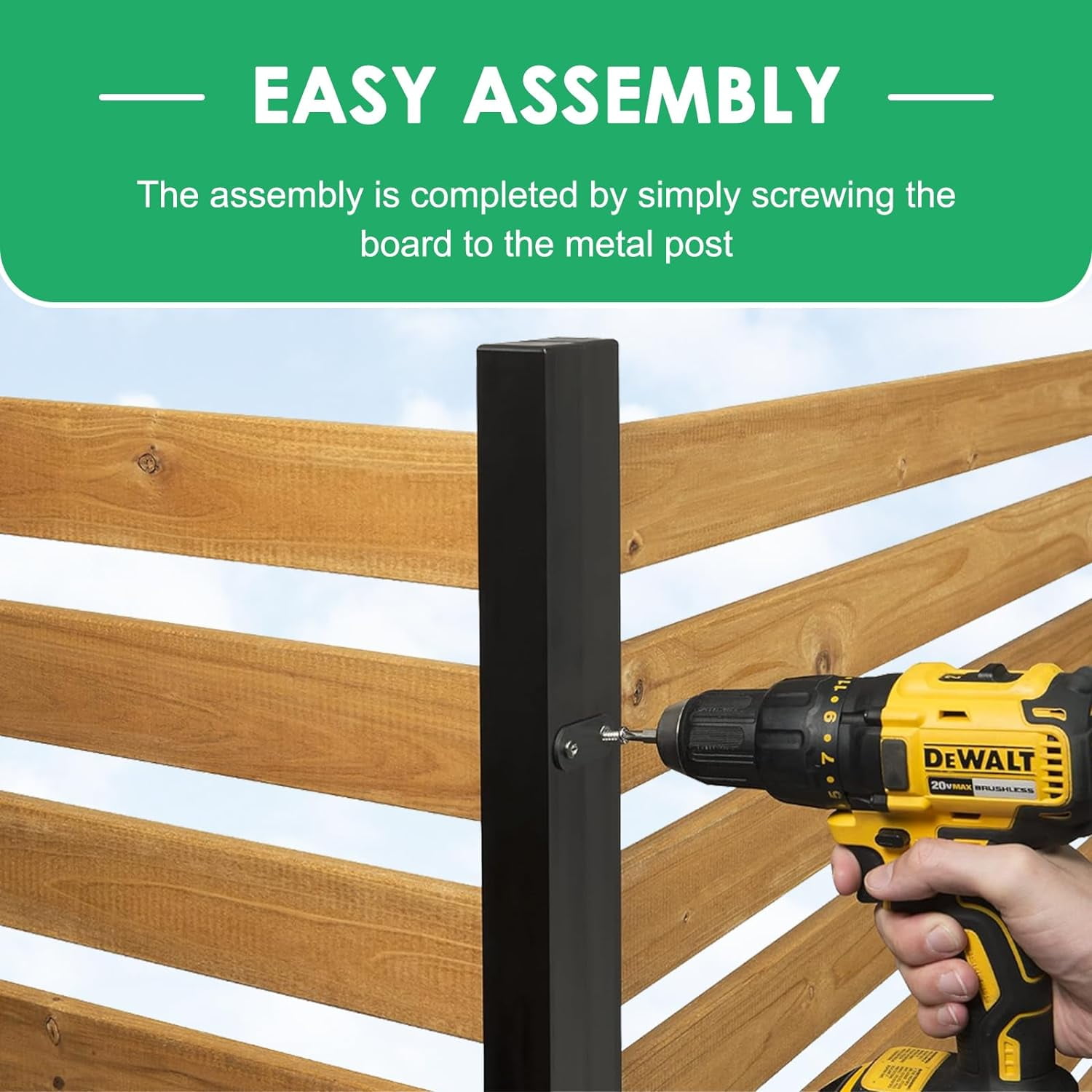 Slsy Outdoor Privacy Fence Screen Panels Kit with Metal Stakes, Air Conditioner Fence Solid Wood Pool Equipment Enclosure Outdoor Trash Can Screens 2 Panels, 36"W X 44"H