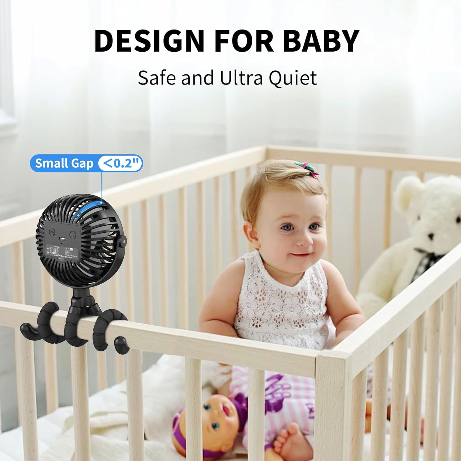 Battery Operated Stroller Fan with 3 Speeds, Rotatable and Portable for Car , Crib, Bike and Treadmill - Black