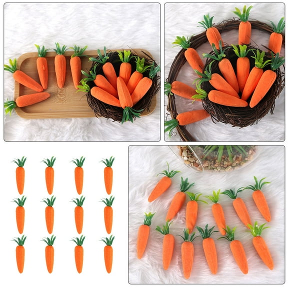 HEMOTON 12pcs Realistic Mini Artificial Carrots Decorations Vegetable Food Simulation Props for Easter