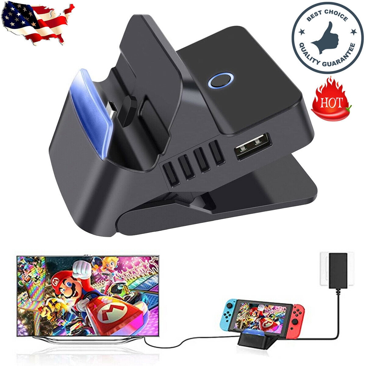 Portable HDMI TV Docking Station Charging Dock Replacement for Nintendo