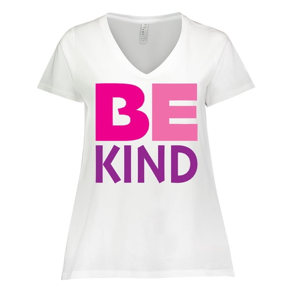 Inktastic Be Kind Logo in Pink and Purple Women's Plus Size V-Neck T-Shirt