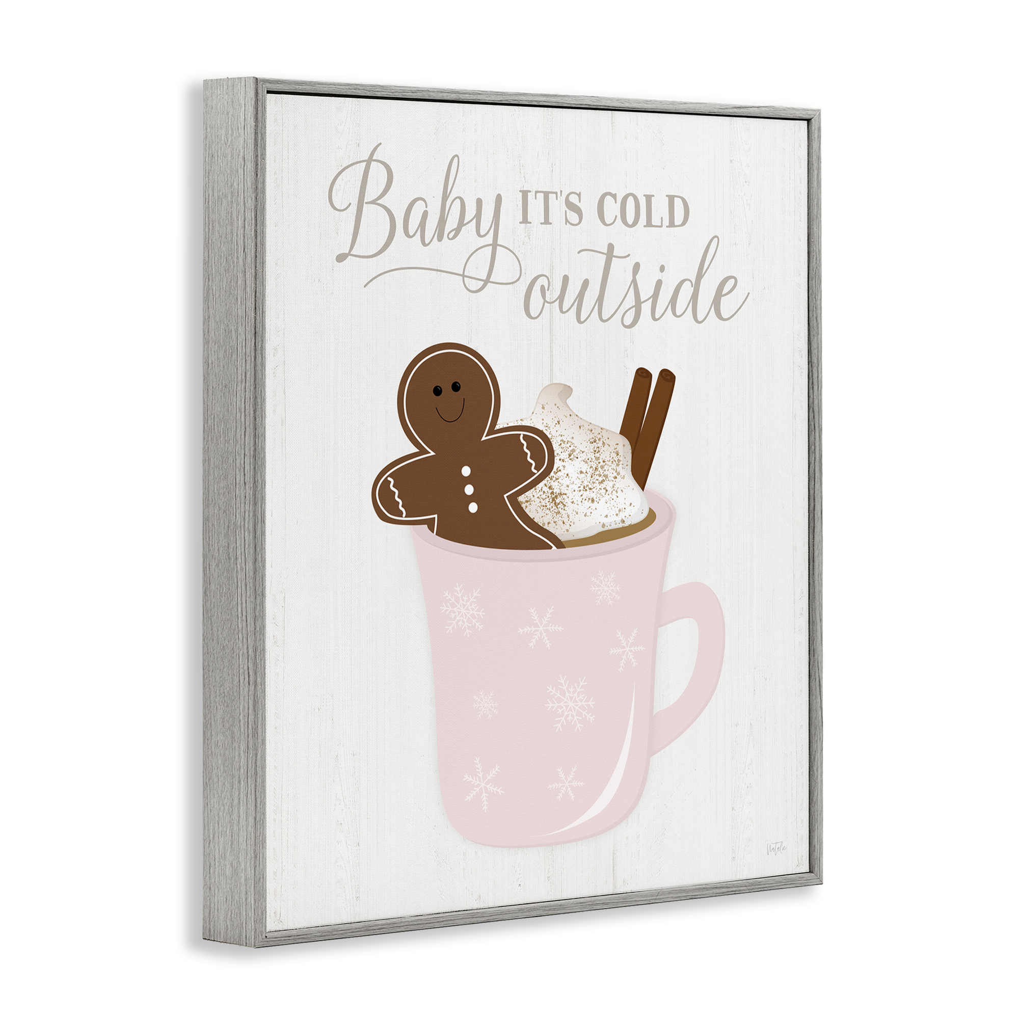 Stupell Industries Cold Outside Cocoa Holiday Painting Gray Framed Art Prints Wall Art, 24 x 30