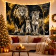 thumbnail image 3 of Lion Trio on Golden Arch Background, Dramatic Digital Art for Wildlife Enthusiasts, Regal Animal Wall Decor, Birthday Gift Tapestry Wall Hanging for Bedroom and Living Room, 3 of 7